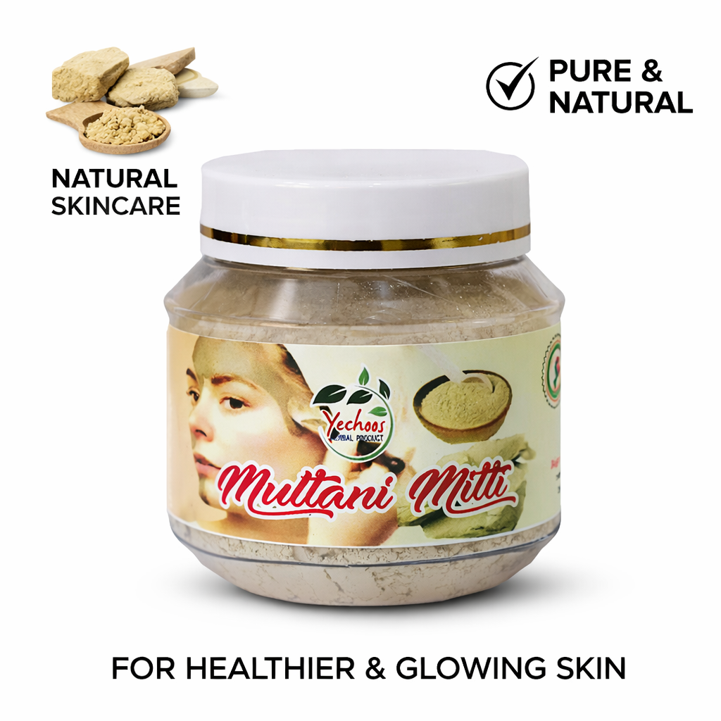 Yechoos Herbals Multani Mitti – 100% Pure Natural Fuller’s Earth Face Pack for Glowing Skin