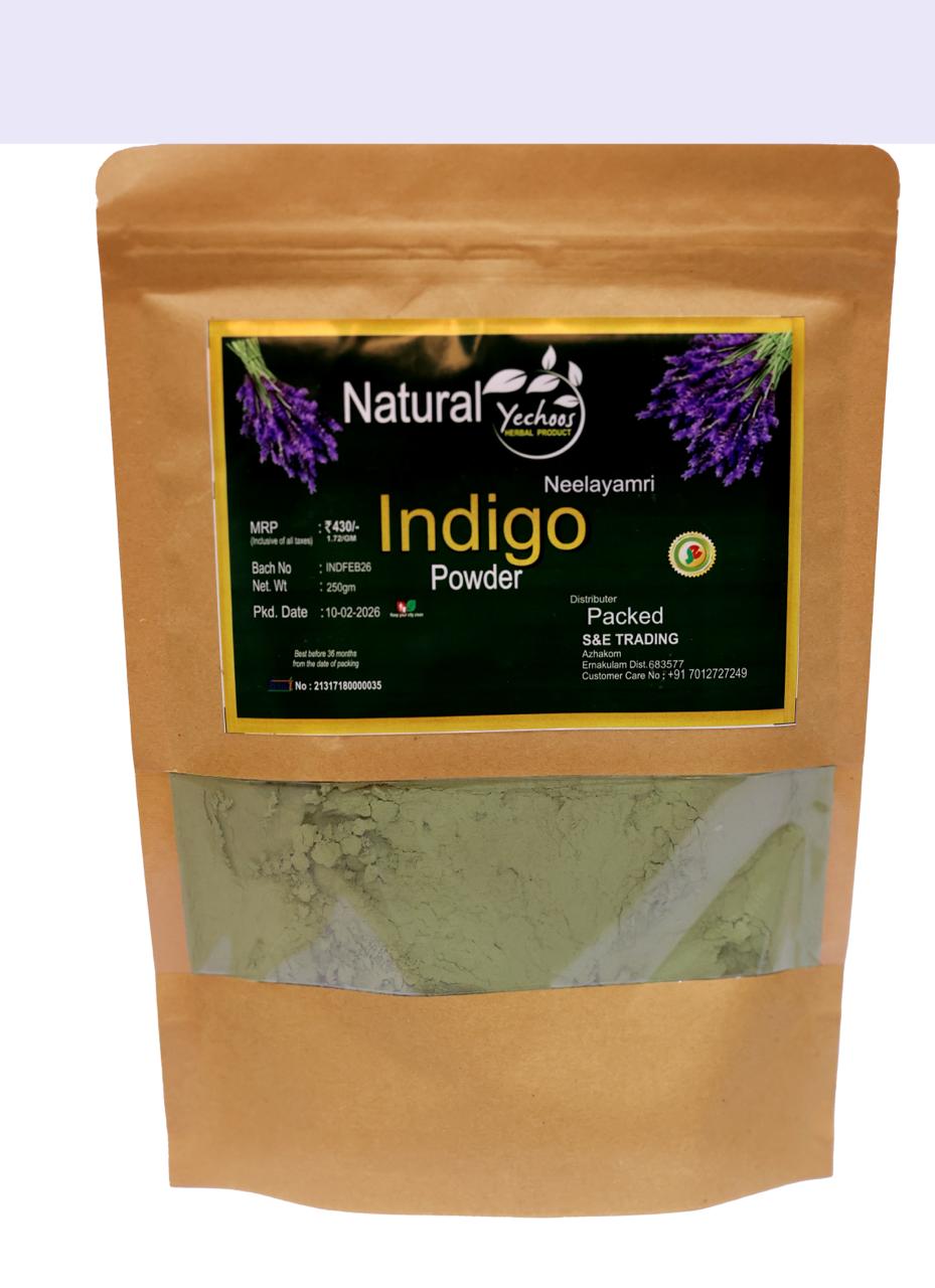 Package of Indigo Powder with a visible brand label on a white background